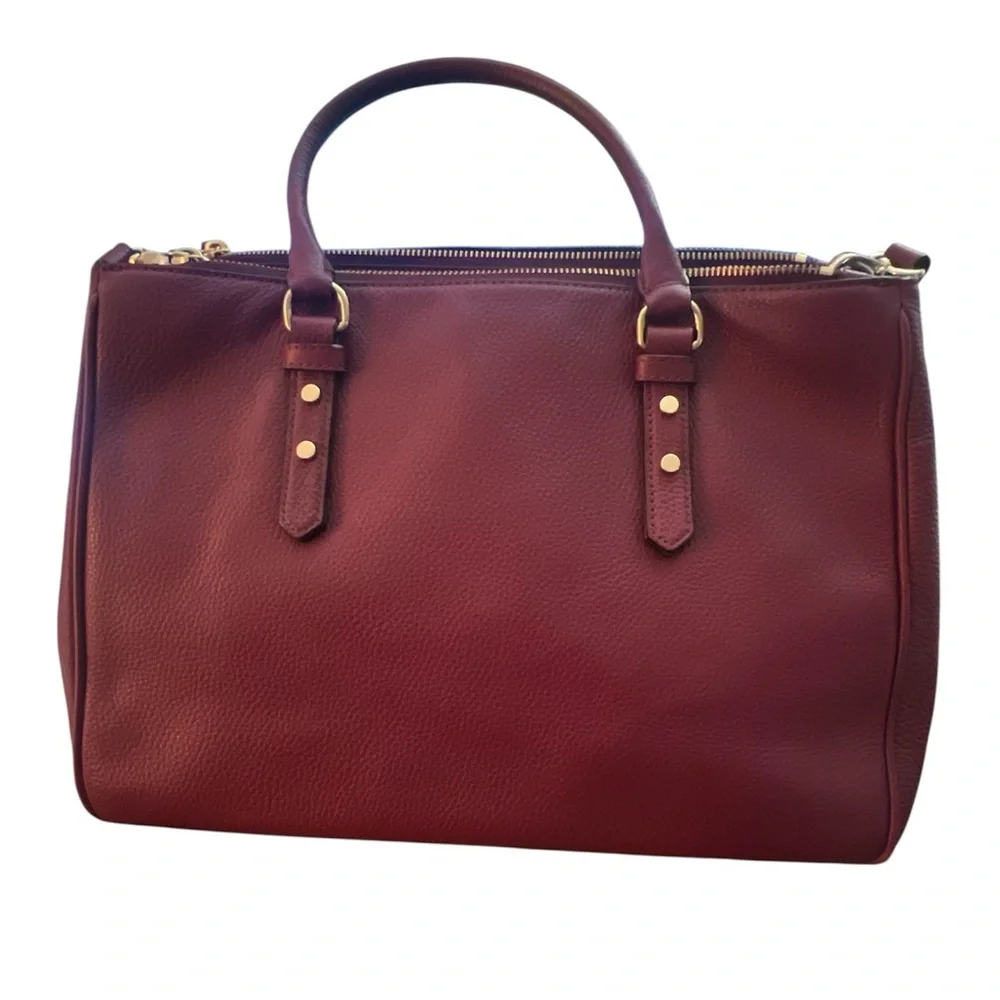 Kate Spade Tote Mulberry Street Leighann Large Burgundy Pebble Grain Leather Bag
